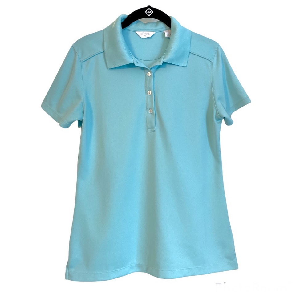 Callaway Real Blue Short Sleeve Button Up Polo Shirt Size Small